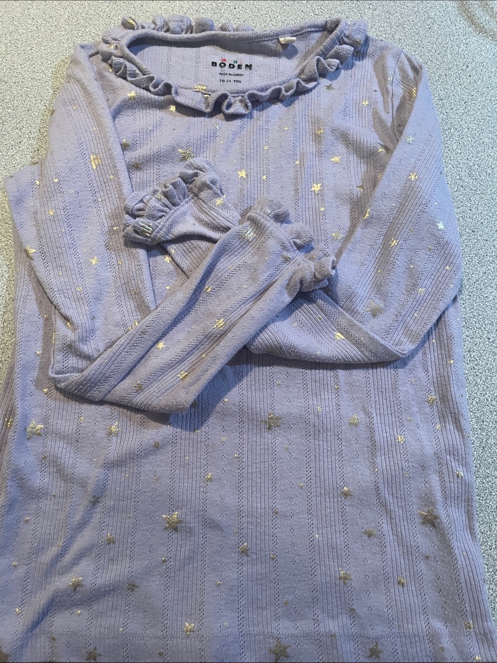 Mini Boden Lavender Long-Sleeve Top with Gold Stars